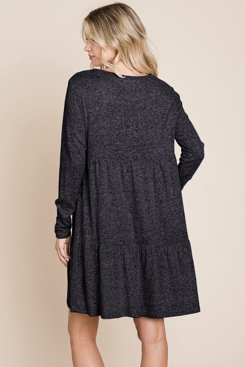 Brushed Hacci pleated Mini Dress