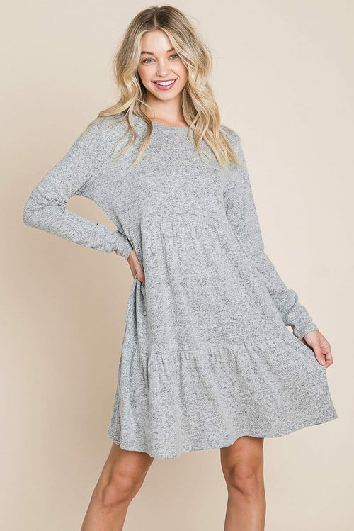 Brushed Hacci pleated Mini Dress