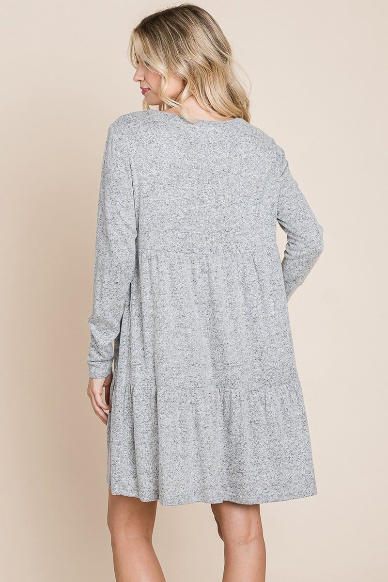 Brushed Hacci pleated Mini Dress