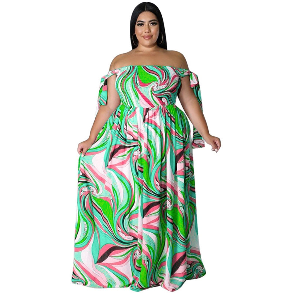 Wmstar Plus Size Summer Dress Women's Clothing Flower Printed Slip Bandage Elegant Mini Dress Hot Sale Wholesale Dropshipping