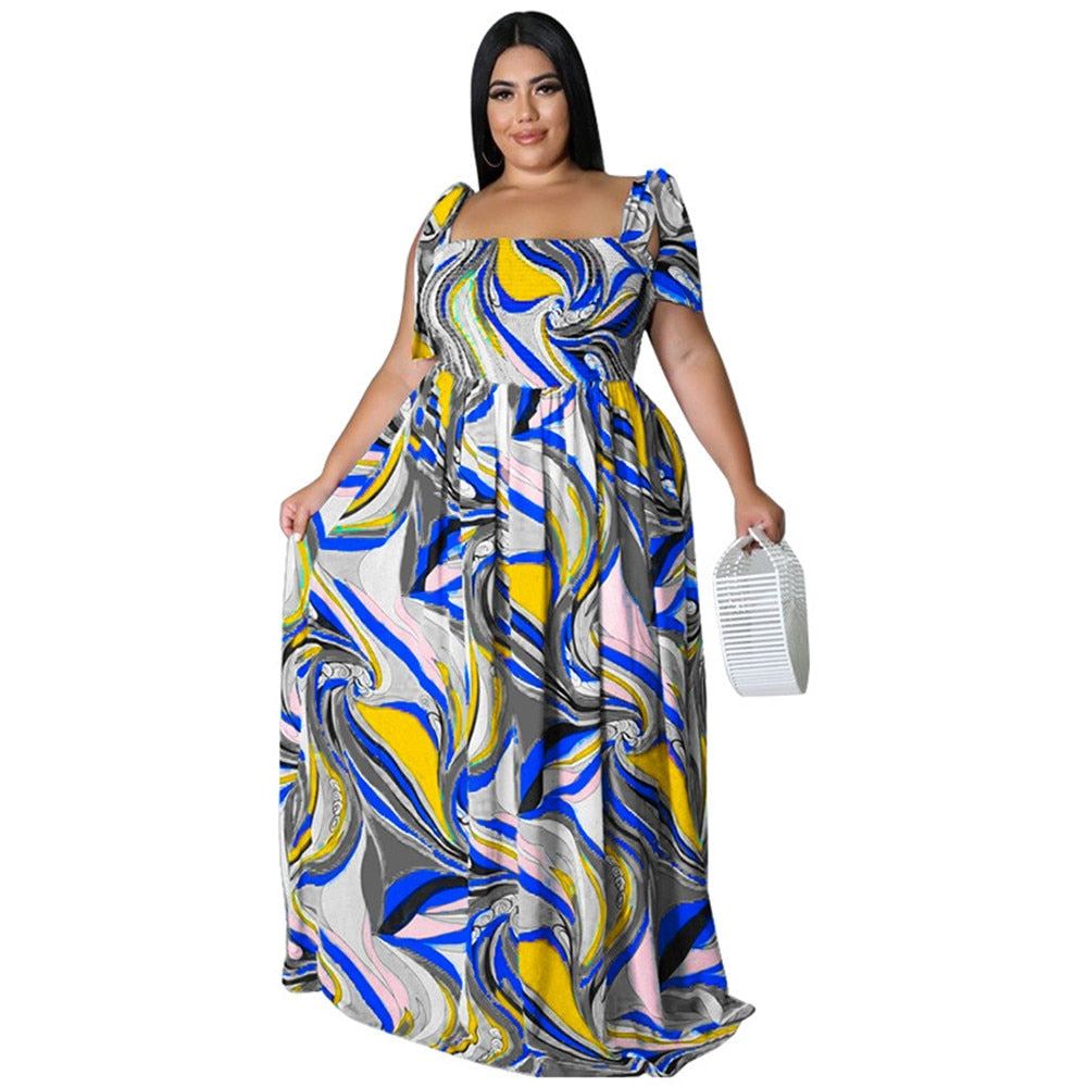 Wmstar Plus Size Summer Dress Women's Clothing Flower Printed Slip Bandage Elegant Mini Dress Hot Sale Wholesale Dropshipping