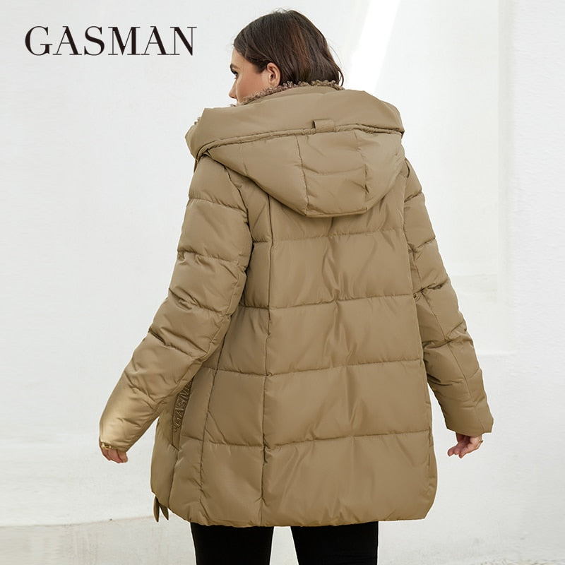 GASMAN 2022 Fashion Down Jacket Women&#39;s Plus Size Short Casual Hooded Pocket Parkas Women Female Coat Outwear GM-82211