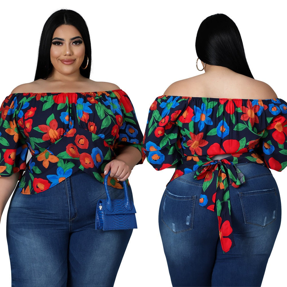 Wmstar Plus Size 3xl 4xl 5xl Crop Tops Shirts for Women Clothing  Spring Clothes Print Loose Blouses 2022 Wholesale Dropshipping
