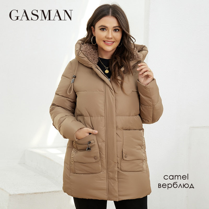 GASMAN 2022 Fashion Down Jacket Women&#39;s Plus Size Short Casual Hooded Pocket Parkas Women Female Coat Outwear GM-82211