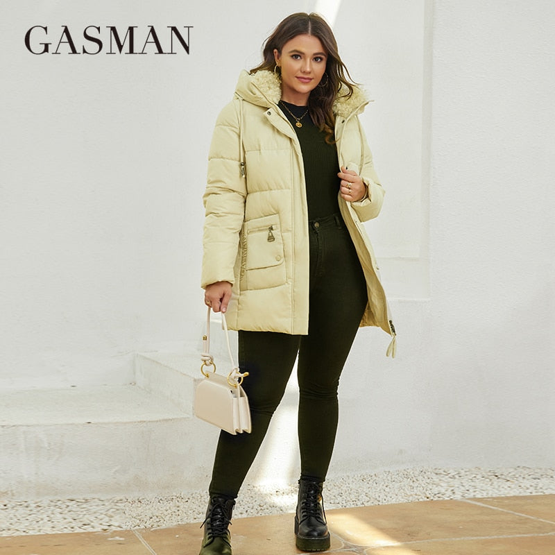 GASMAN 2022 Fashion Down Jacket Women&#39;s Plus Size Short Casual Hooded Pocket Parkas Women Female Coat Outwear GM-82211