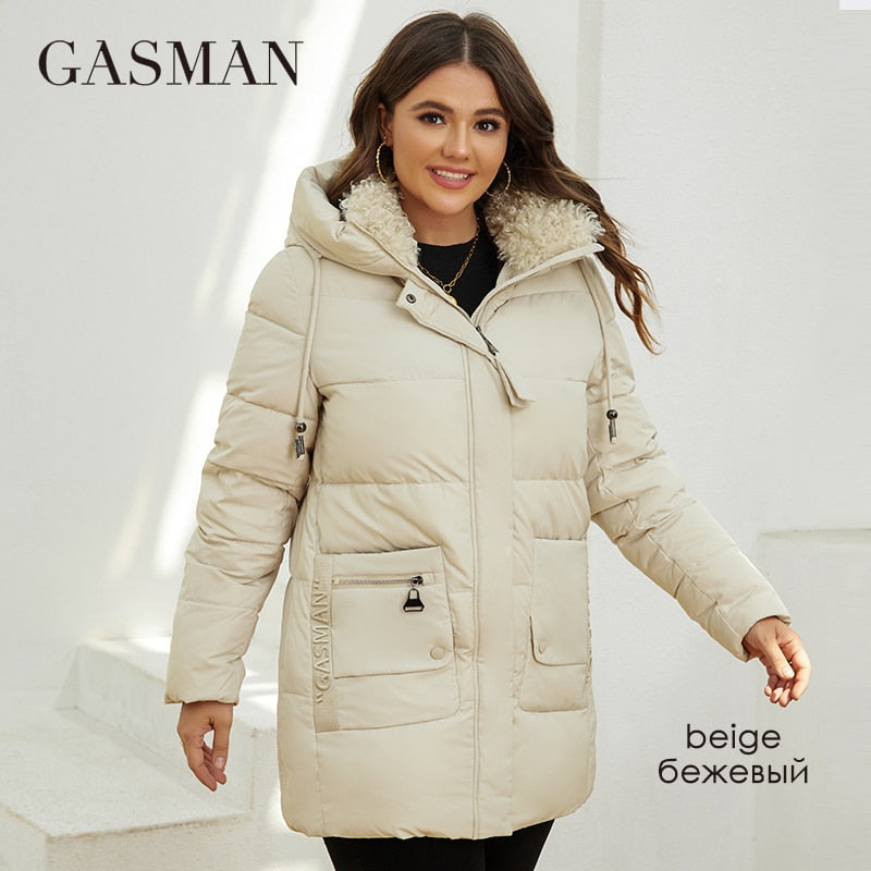 GASMAN 2022 Fashion Down Jacket Women&#39;s Plus Size Short Casual Hooded Pocket Parkas Women Female Coat Outwear GM-82211