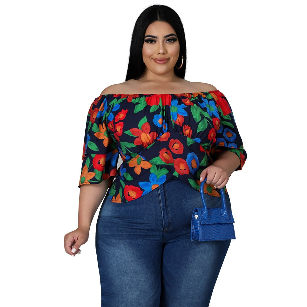 Wmstar Plus Size 3xl 4xl 5xl Crop Tops Shirts for Women Clothing  Spring Clothes Print Loose Blouses 2022 Wholesale Dropshipping