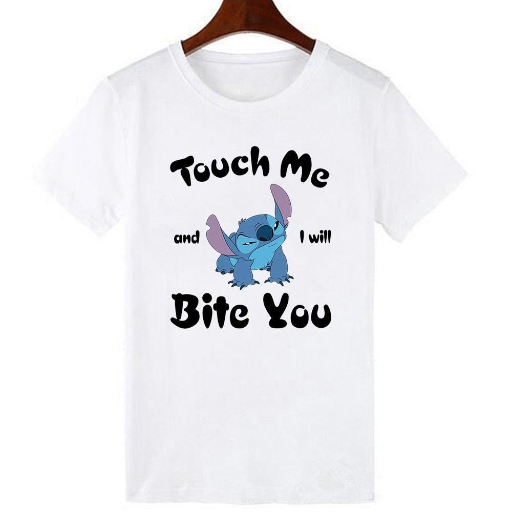 Disney Women T-shirts Cute Funny Groot and Stitch Print Fashion Instagram Femme Vetement Soft Cute Summer T Shirt for Girls