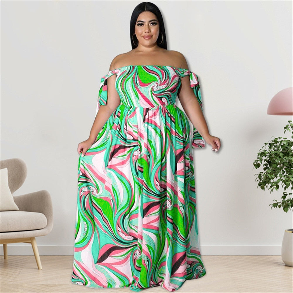 Wmstar Plus Size Summer Dress Women's Clothing Flower Printed Slip Bandage Elegant Mini Dress Hot Sale Wholesale Dropshipping