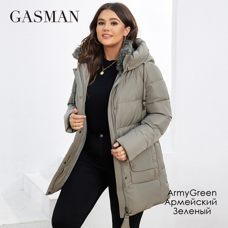 GASMAN 2022 Fashion Down Jacket Women&#39;s Plus Size Short Casual Hooded Pocket Parkas Women Female Coat Outwear GM-82211