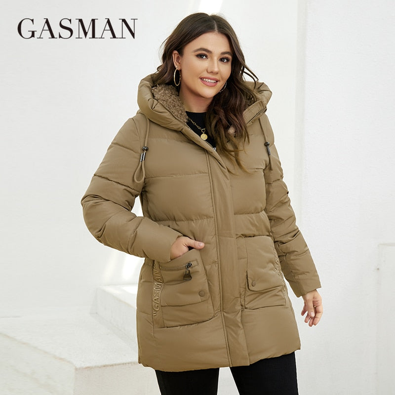 GASMAN 2022 Fashion Down Jacket Women&#39;s Plus Size Short Casual Hooded Pocket Parkas Women Female Coat Outwear GM-82211