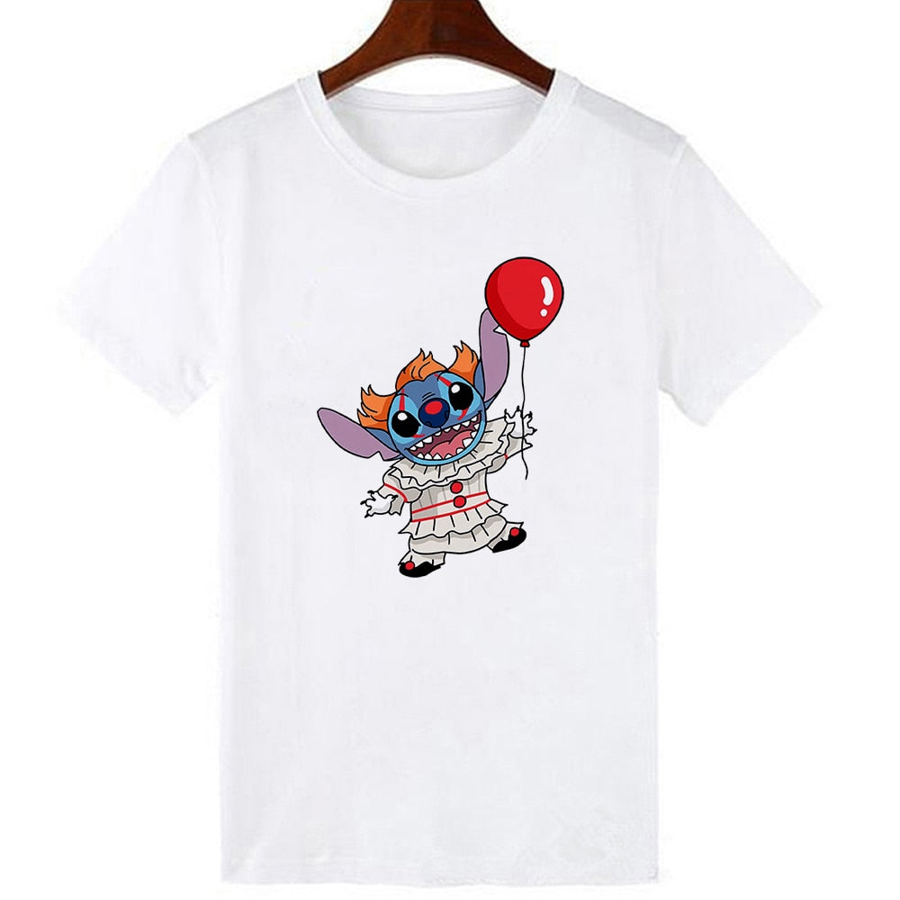 Disney Women T-shirts Cute Funny Groot and Stitch Print Fashion Instagram Femme Vetement Soft Cute Summer T Shirt for Girls